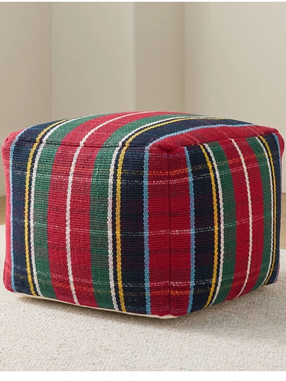 Pottery Barn Stewart Plaid Pouf. New perfect condition
